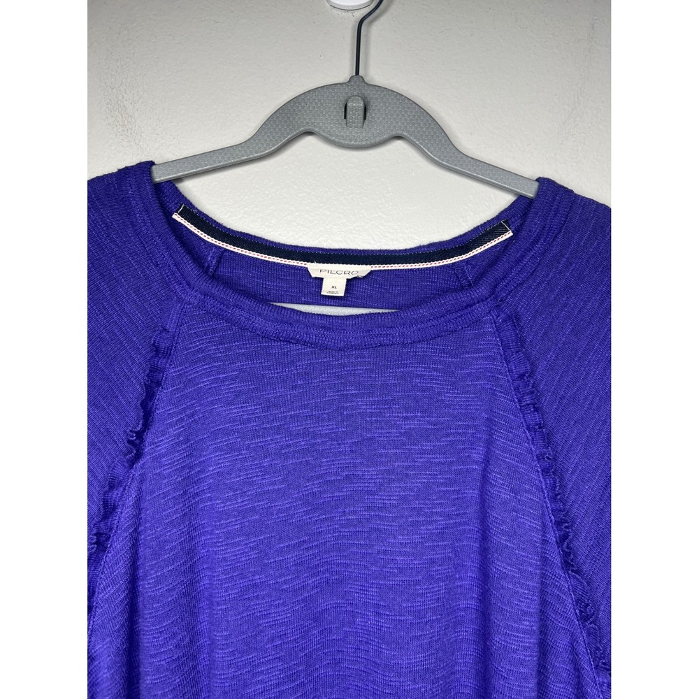 Pilcro Anthropologie Diana Ruffled Raglan Thermal Top Long Sleeve Purple XL Boho - Picture 3 of 12